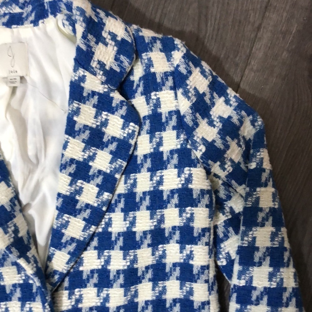 Joie houndstooth blue white oversized blazer - Picture 9 of 17